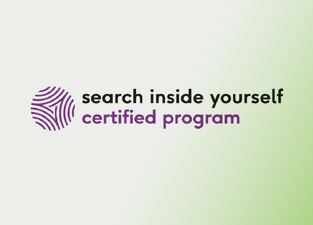 Image of purple thumbprint, with text reading search inside yourself certified program