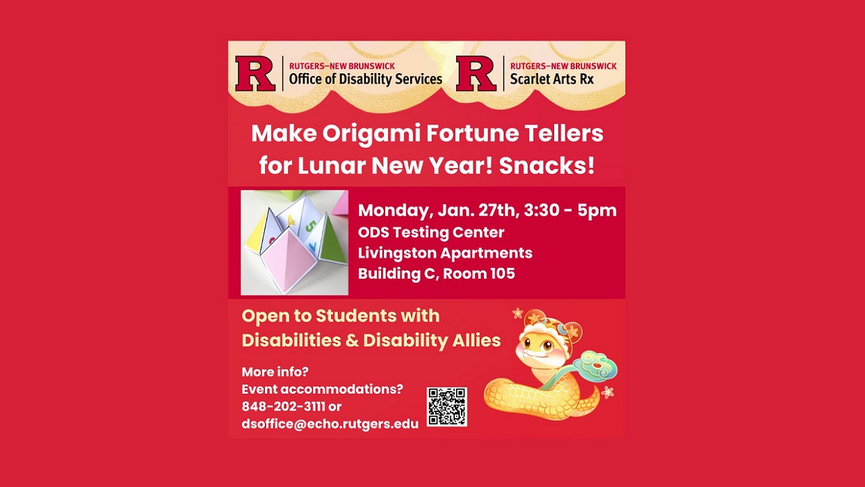 red flyer for Lunar New Year Origami Fortune Tellers event