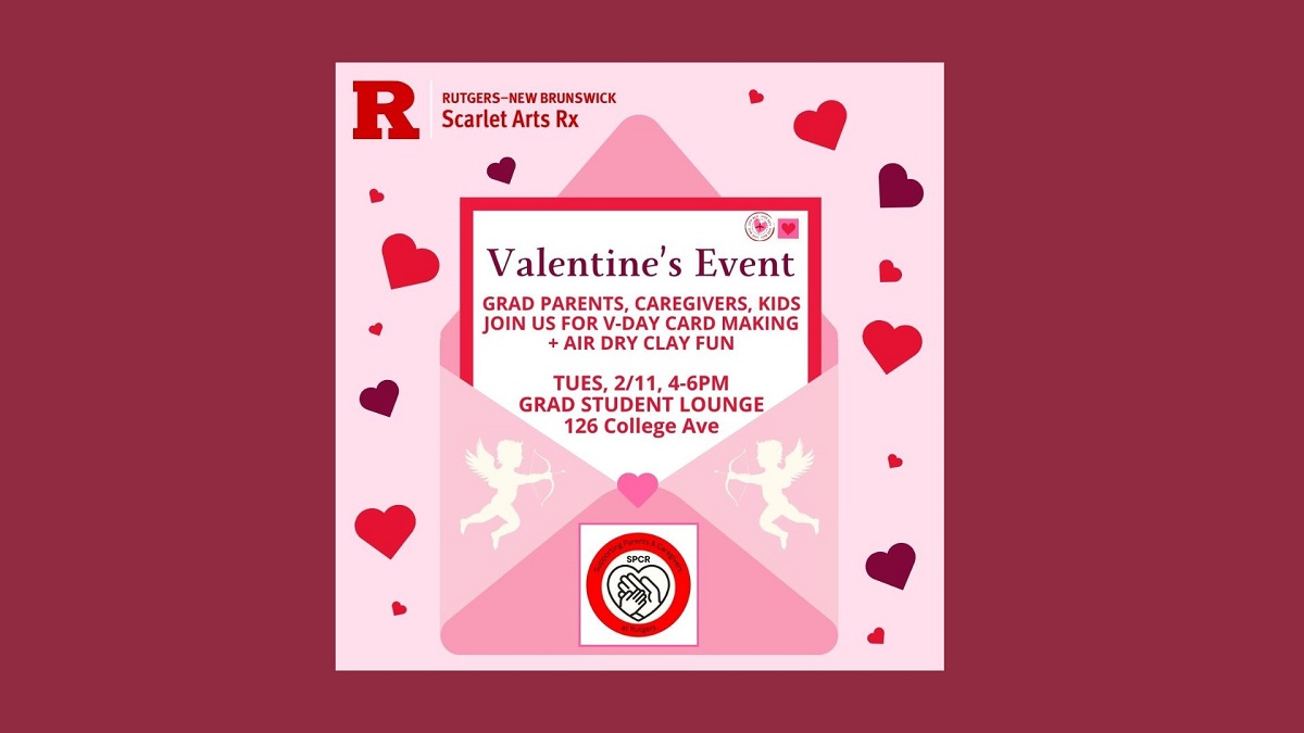 Pink and red flyer for Valentine's day card making event