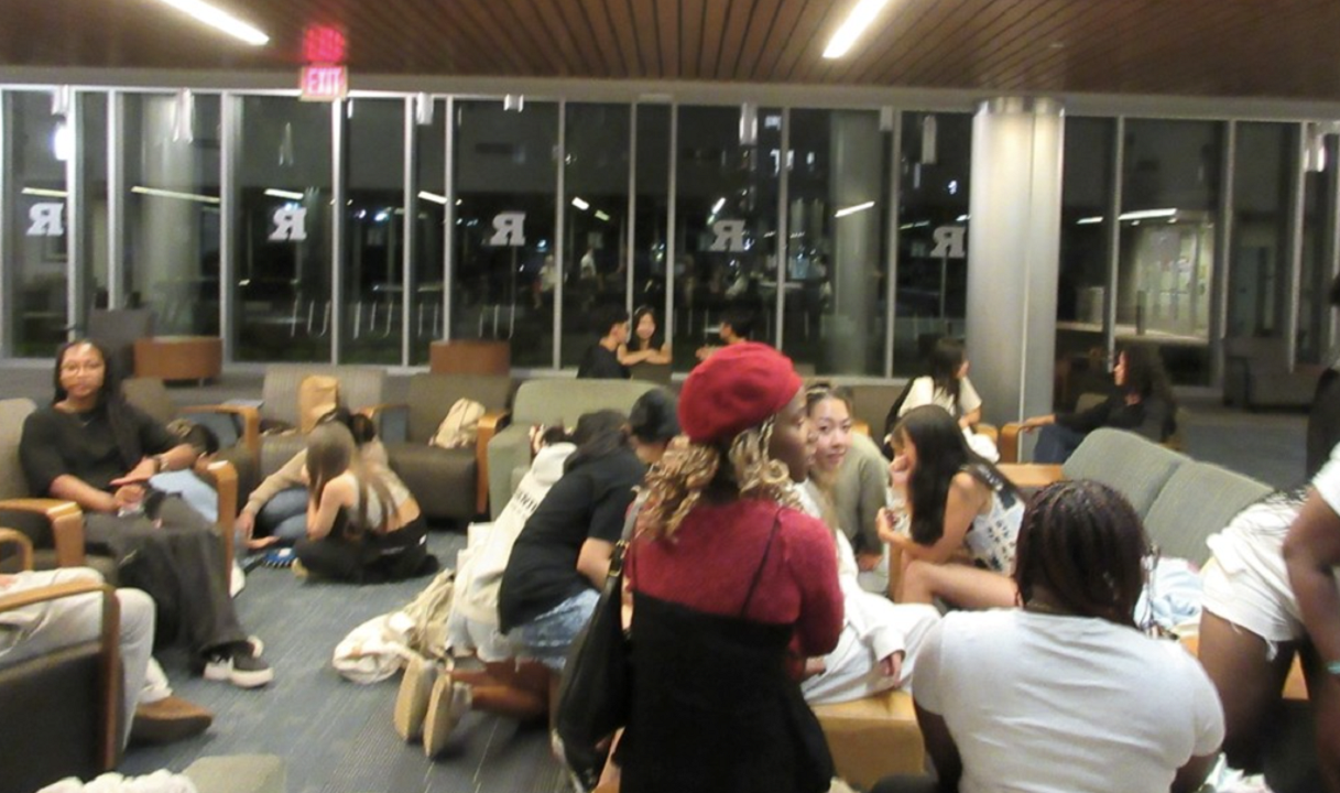 students gathered in a Rutgers space for social event