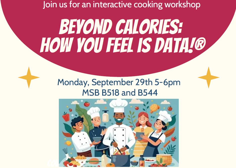 Flyer for cooking workshop with image of chef and class cooking