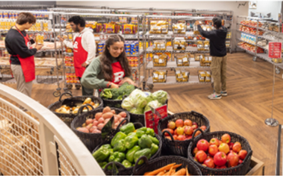 Image of students in Rutgers basic needs food pantry