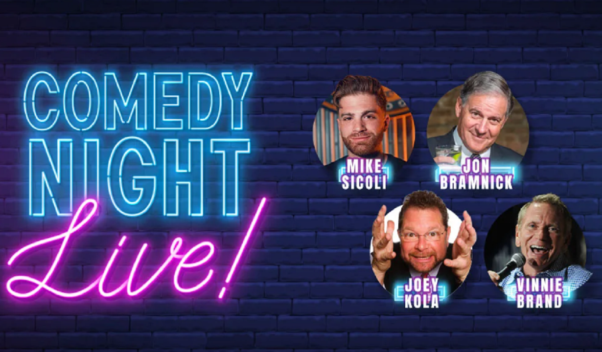 Ad for Comedy Night Live event at State Theatre New Jersey with images of four comedians that will be performing.