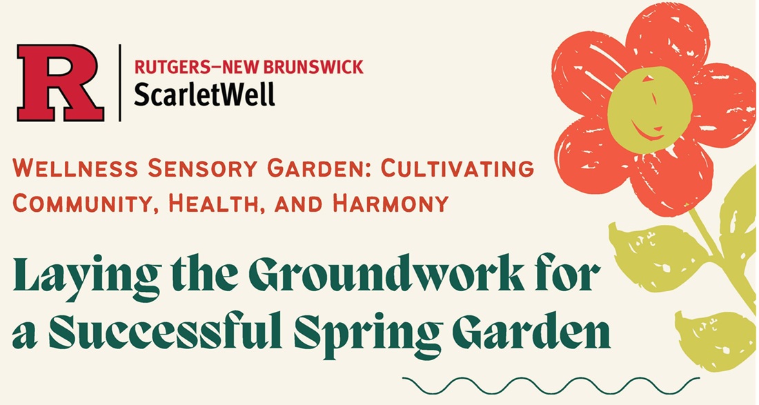 Flyer for workshop on laying groundwork for successful spring garden, beige background, image of daisy flower