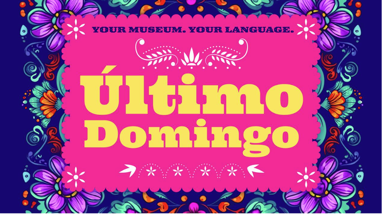 flyer for ultimo domingo event, pink background