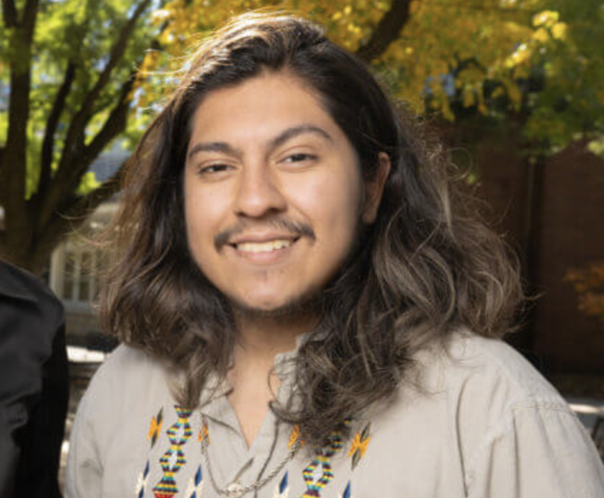 Photo of saxophonist Brandon Mejia advertising performances on IFNH lawn
