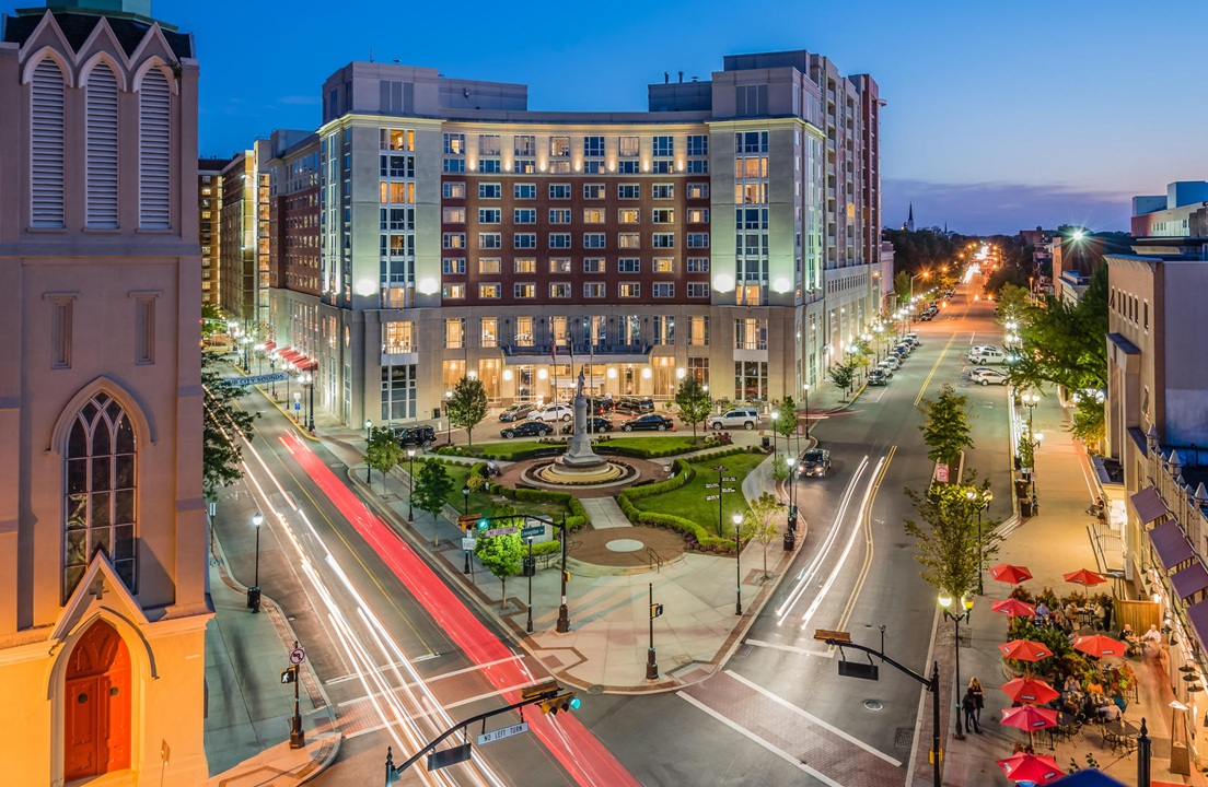 Photo of downtown New Brunswick at dusk